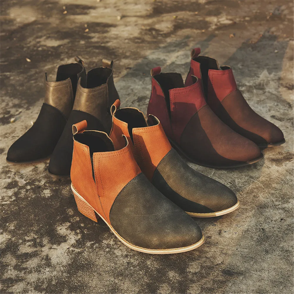 elveswallet Colorblock Mid-Heel Chelsea Boots