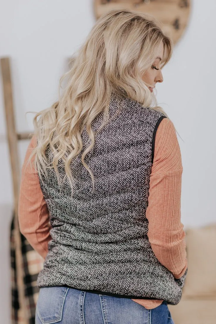 Feeling Of Staying Warm Harringbone Heated Vest in Black