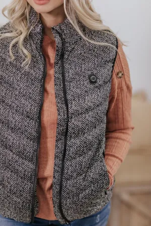 Feeling Of Staying Warm Harringbone Heated Vest in Black