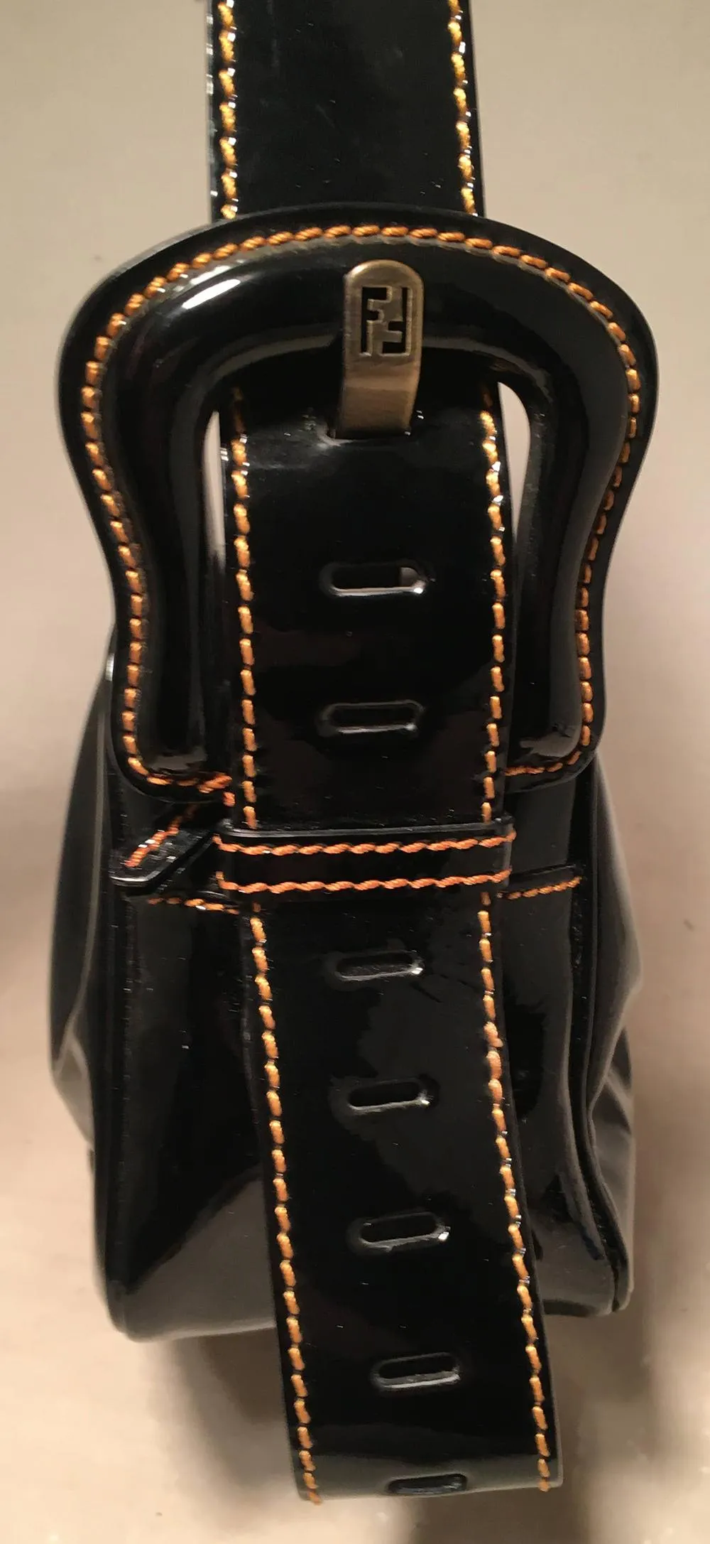 FENDI Borsa Mini B Black Patent Leather Handbag