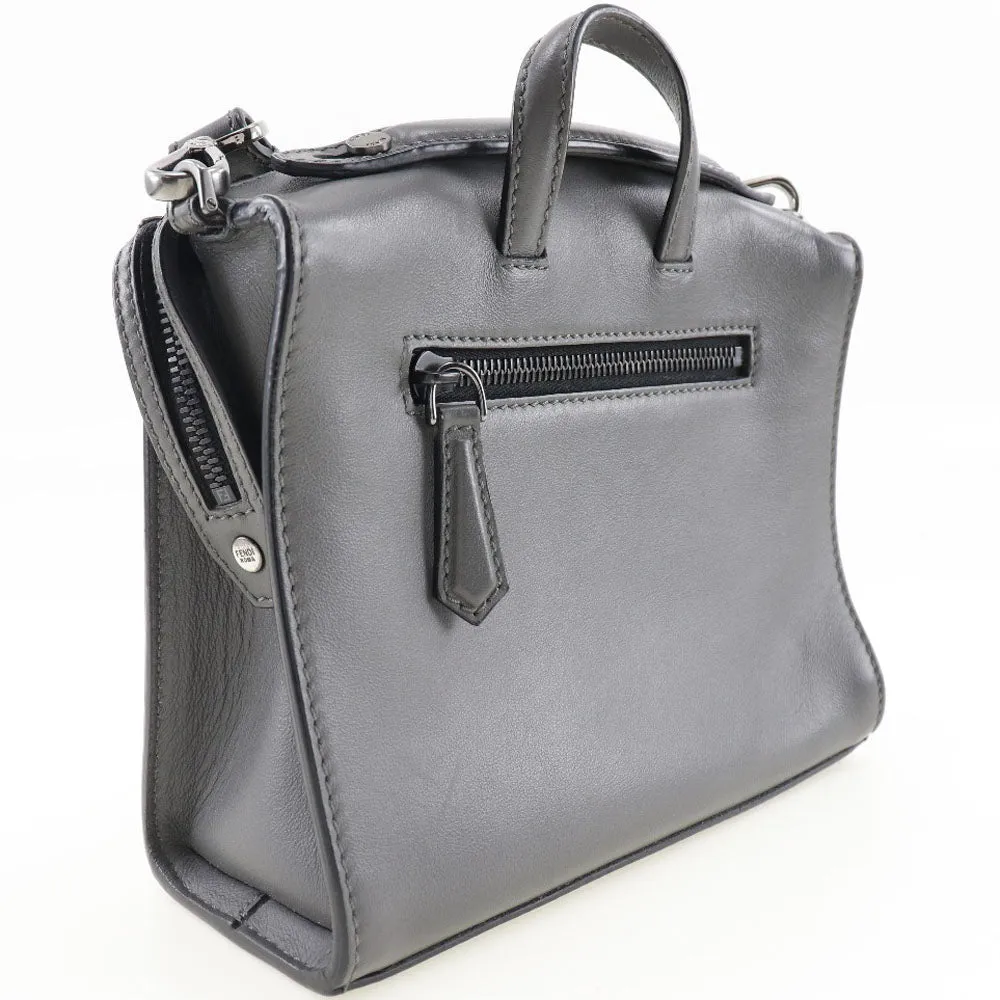 FENDI Handbag 7M0238O7B leather gray 2WAYShoulder mini messenger Women Used