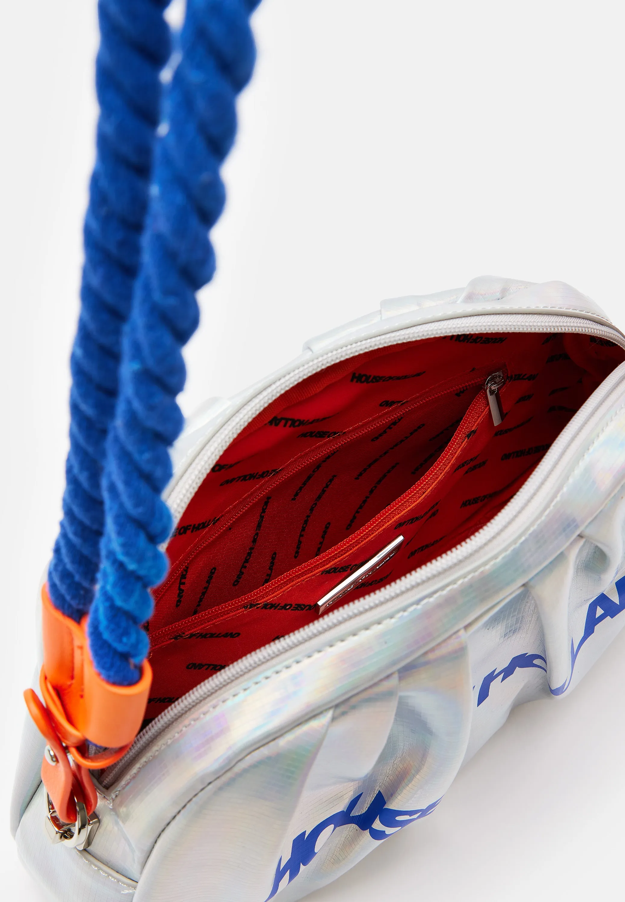 House of Holland Holographic Shoulder With Bag Blue Rope Strap