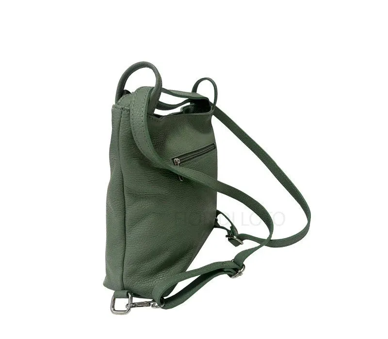 Italian Leather Convertible Black Shoulder Bag Backpack
