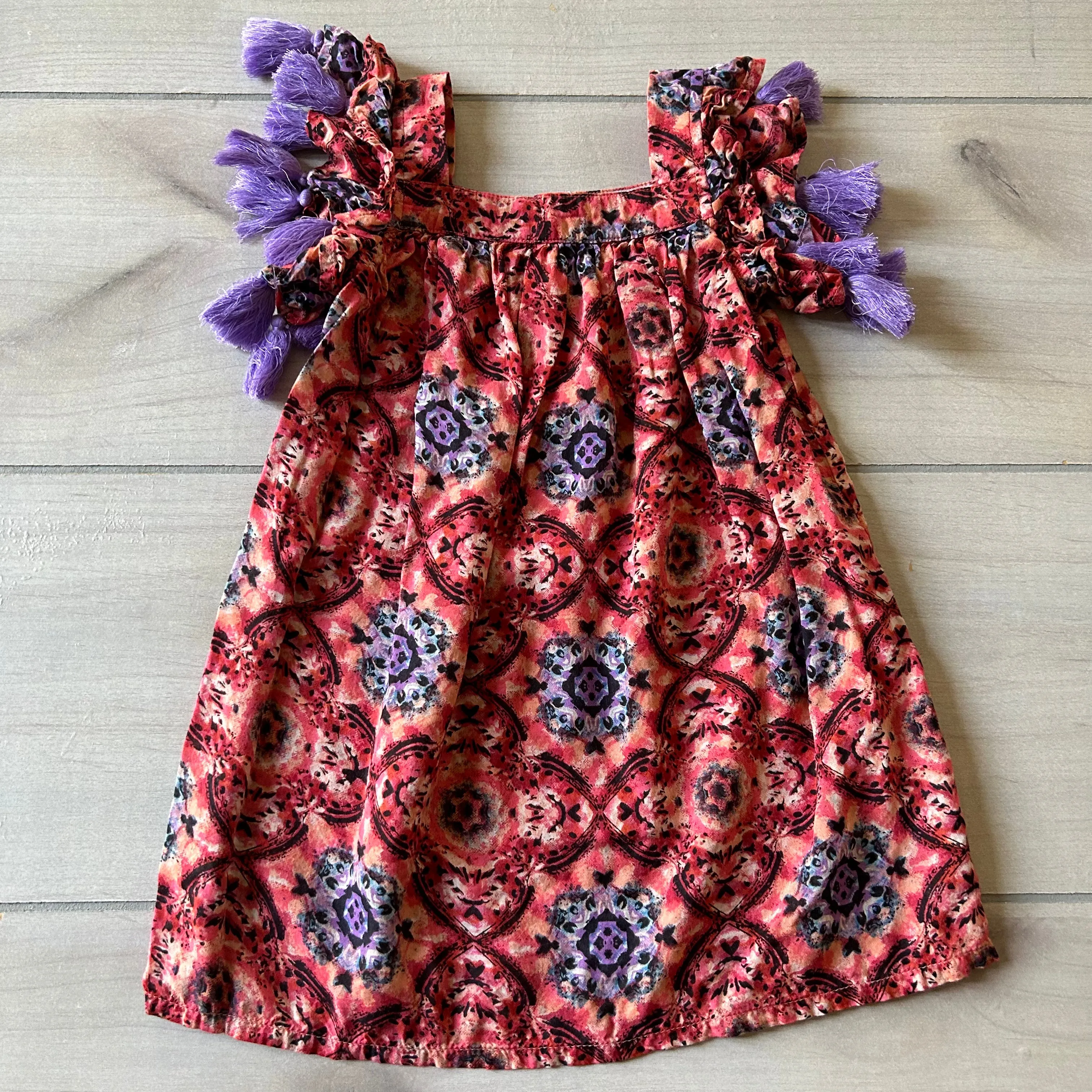 Jak & Peppar Wee One Purple Fringe Sleeve Dress