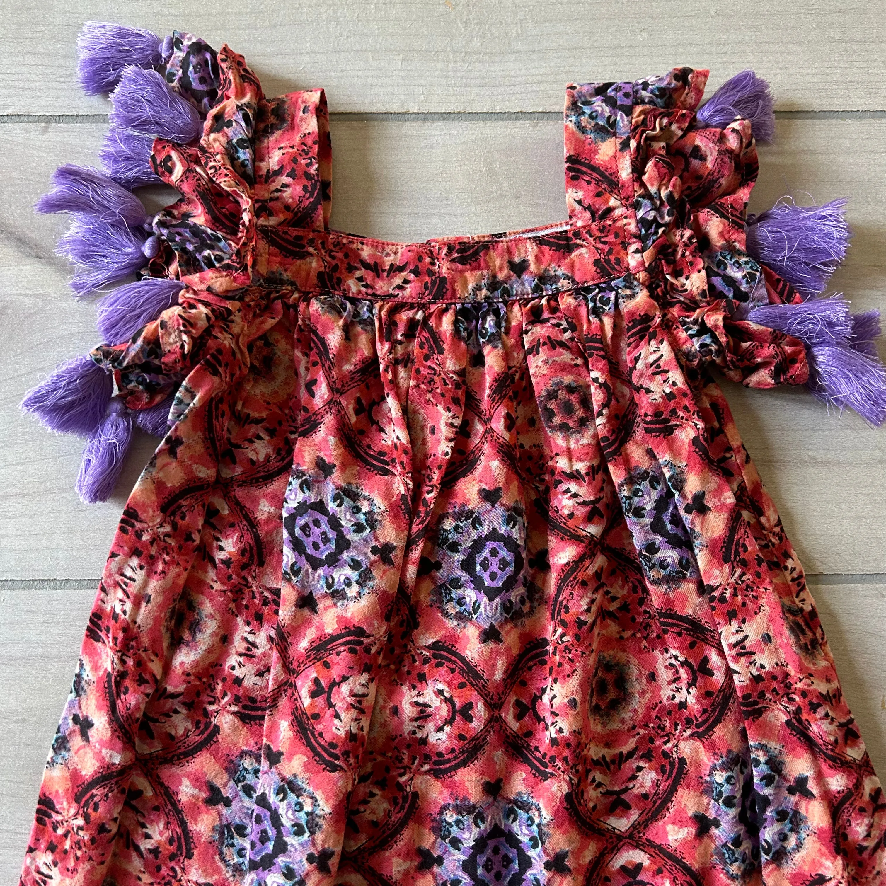 Jak & Peppar Wee One Purple Fringe Sleeve Dress