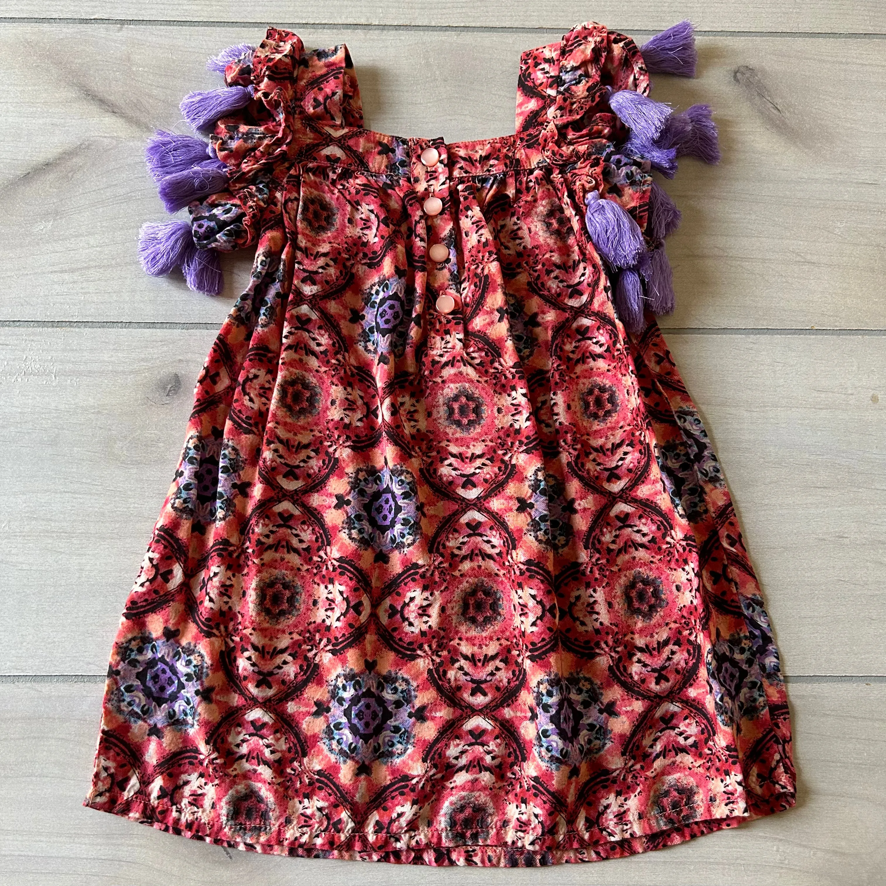 Jak & Peppar Wee One Purple Fringe Sleeve Dress
