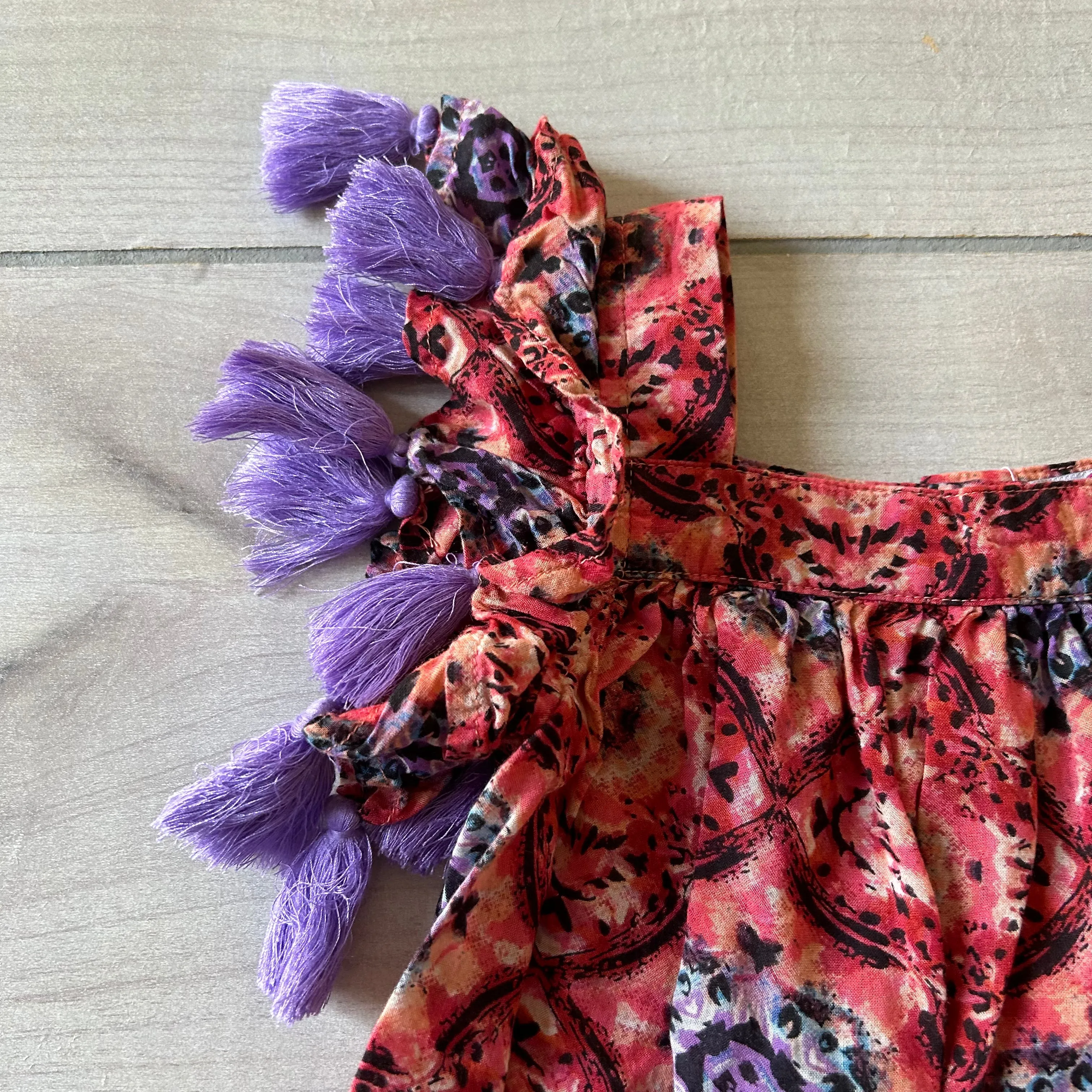 Jak & Peppar Wee One Purple Fringe Sleeve Dress