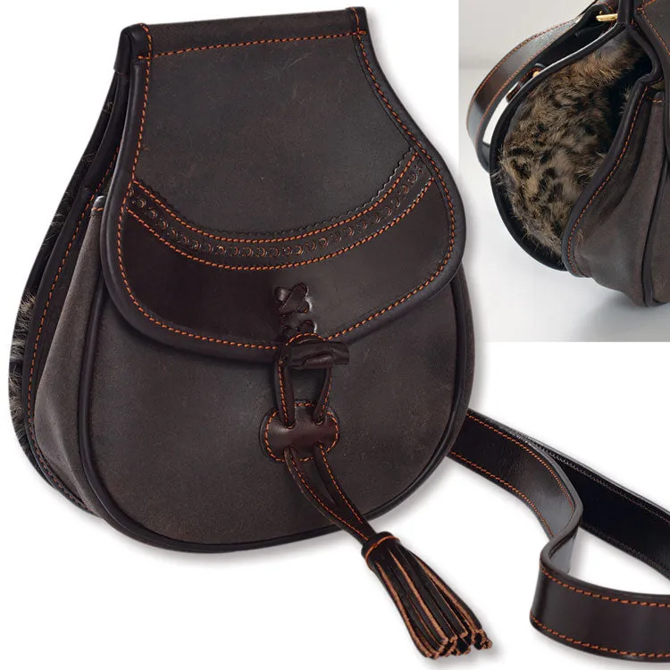 Kevin's Ladies Leather Tweed and Fur Lined Bag