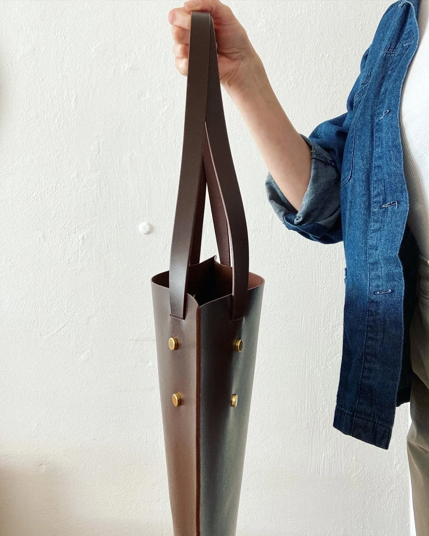 Leather tote: HEBERT kvadrat (dark brown)