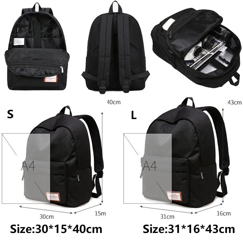 Lightweight Backpack for School Solid Color Travel Boobags