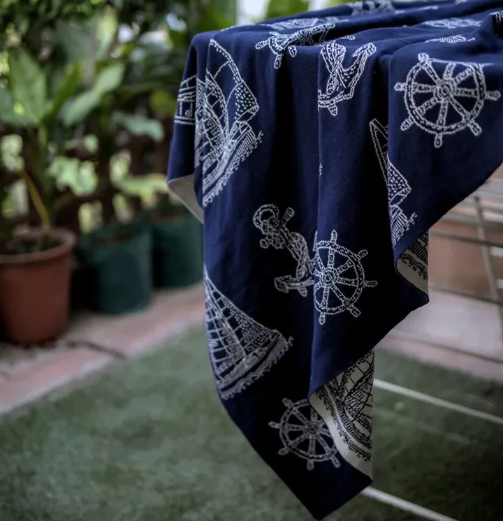 Nautical Classics Medium Weight Cotton Throws/Anchors Icons