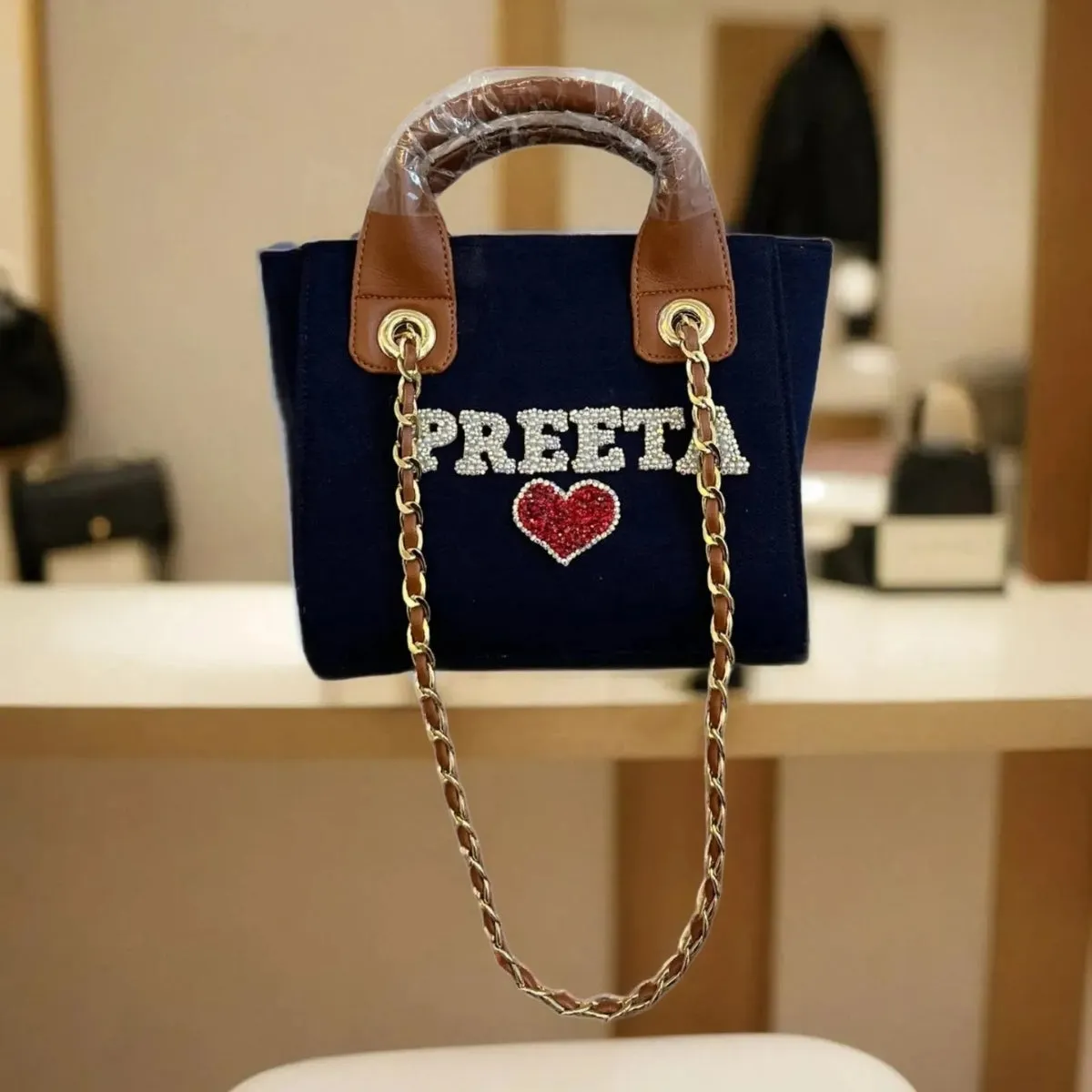 Nivel Navy Blue Mini Tote Customized Scarlet Tote Bag For Women