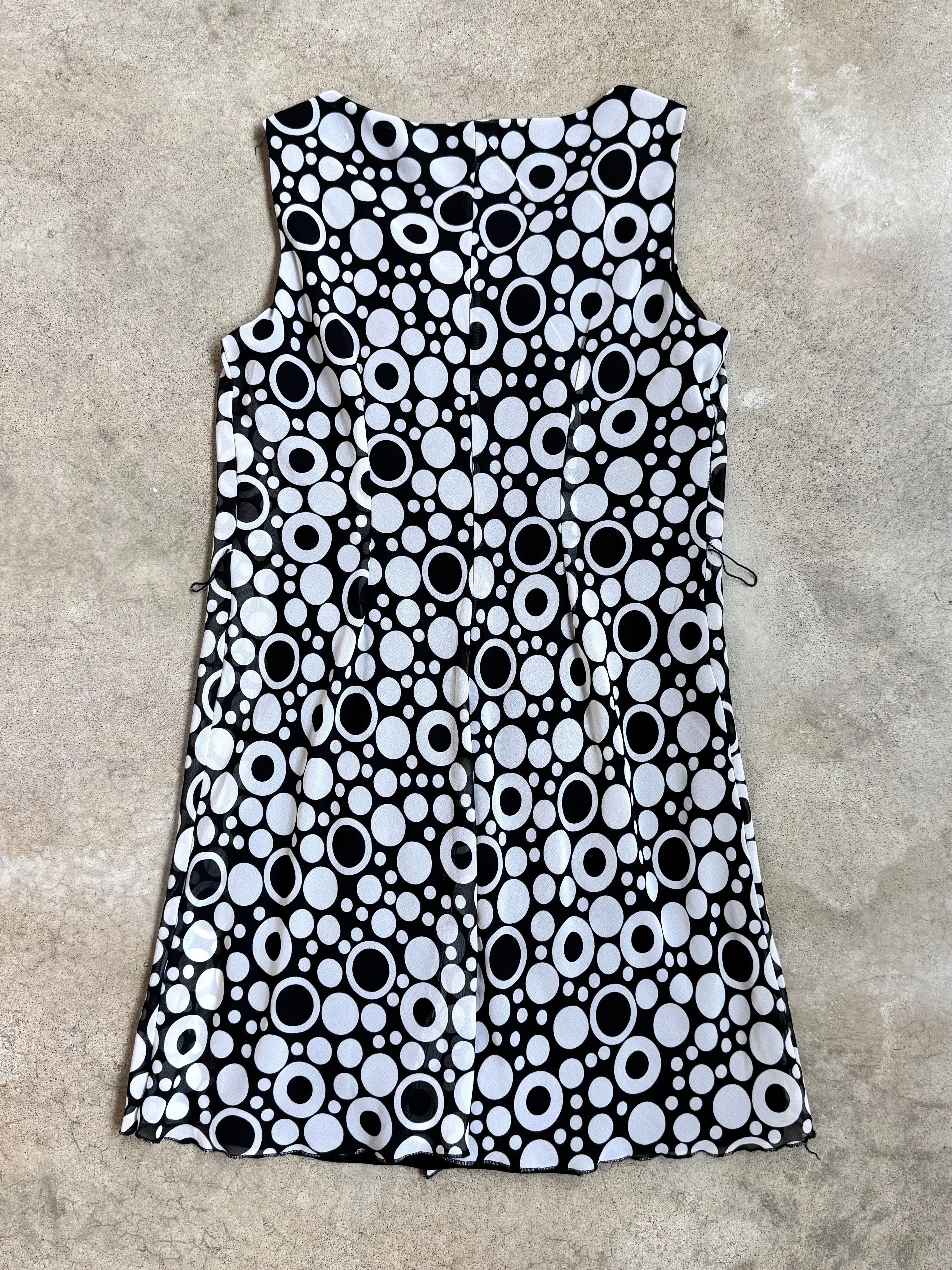 Polka Dot Tie Waist Ruffle Mini Dress (S)