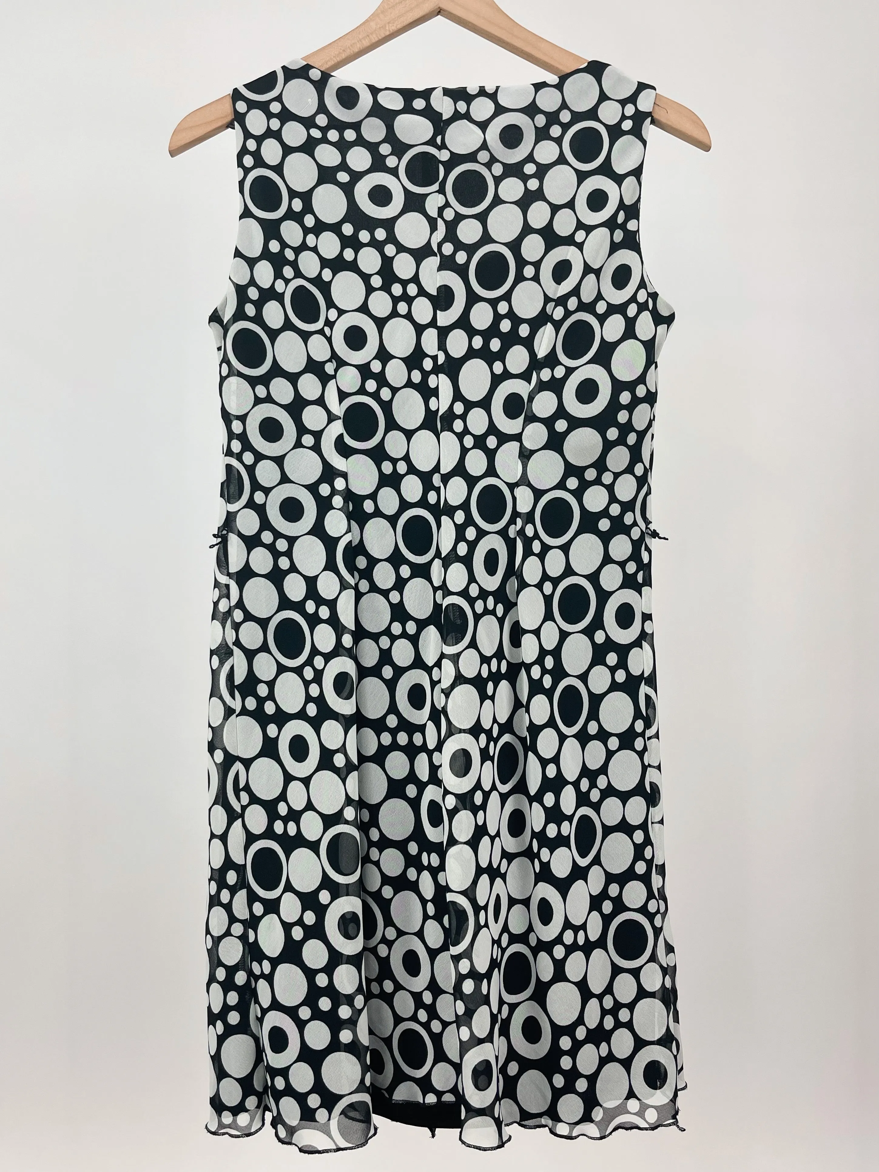 Polka Dot Tie Waist Ruffle Mini Dress (S)