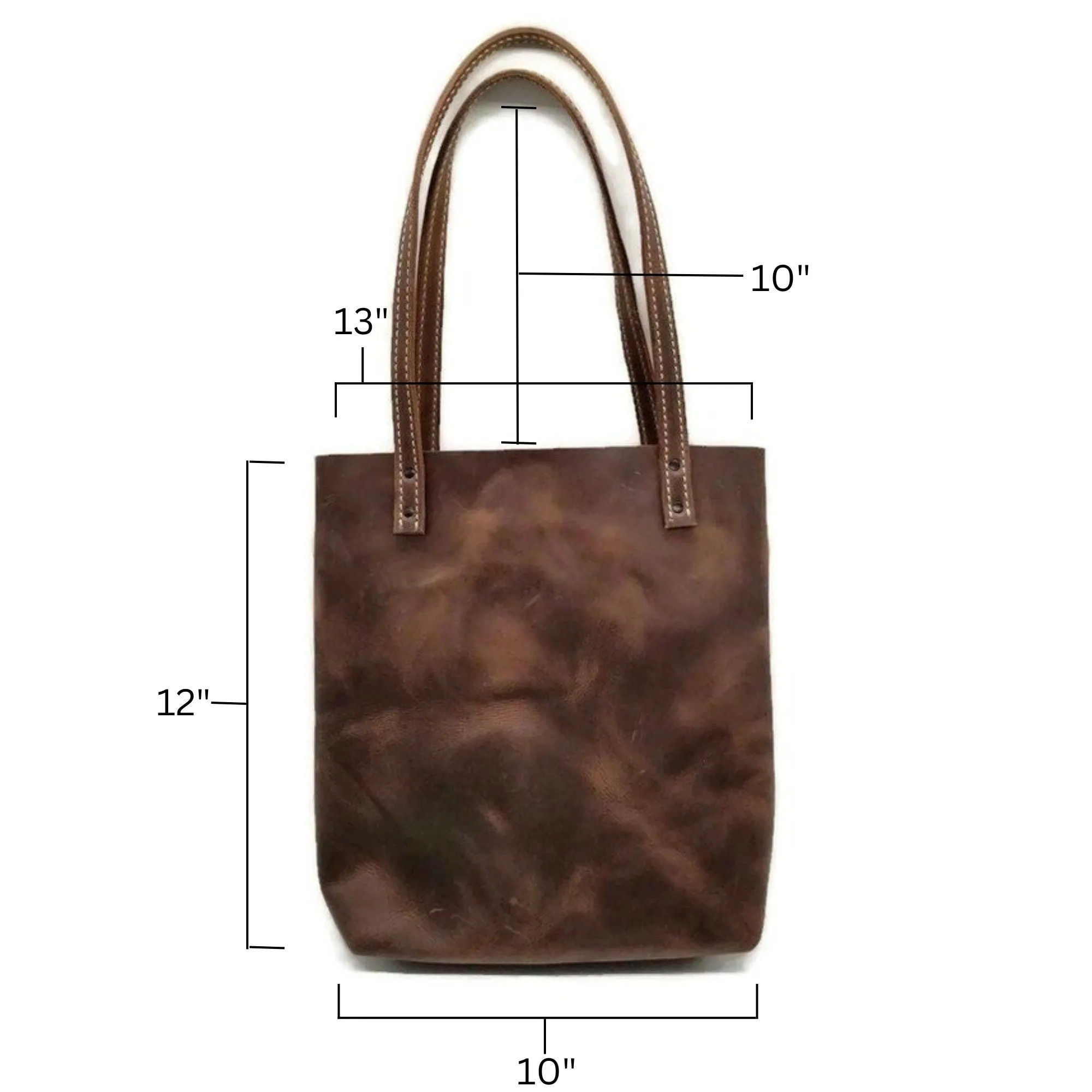 Purple & Black Leather Tote Bag with Pockets