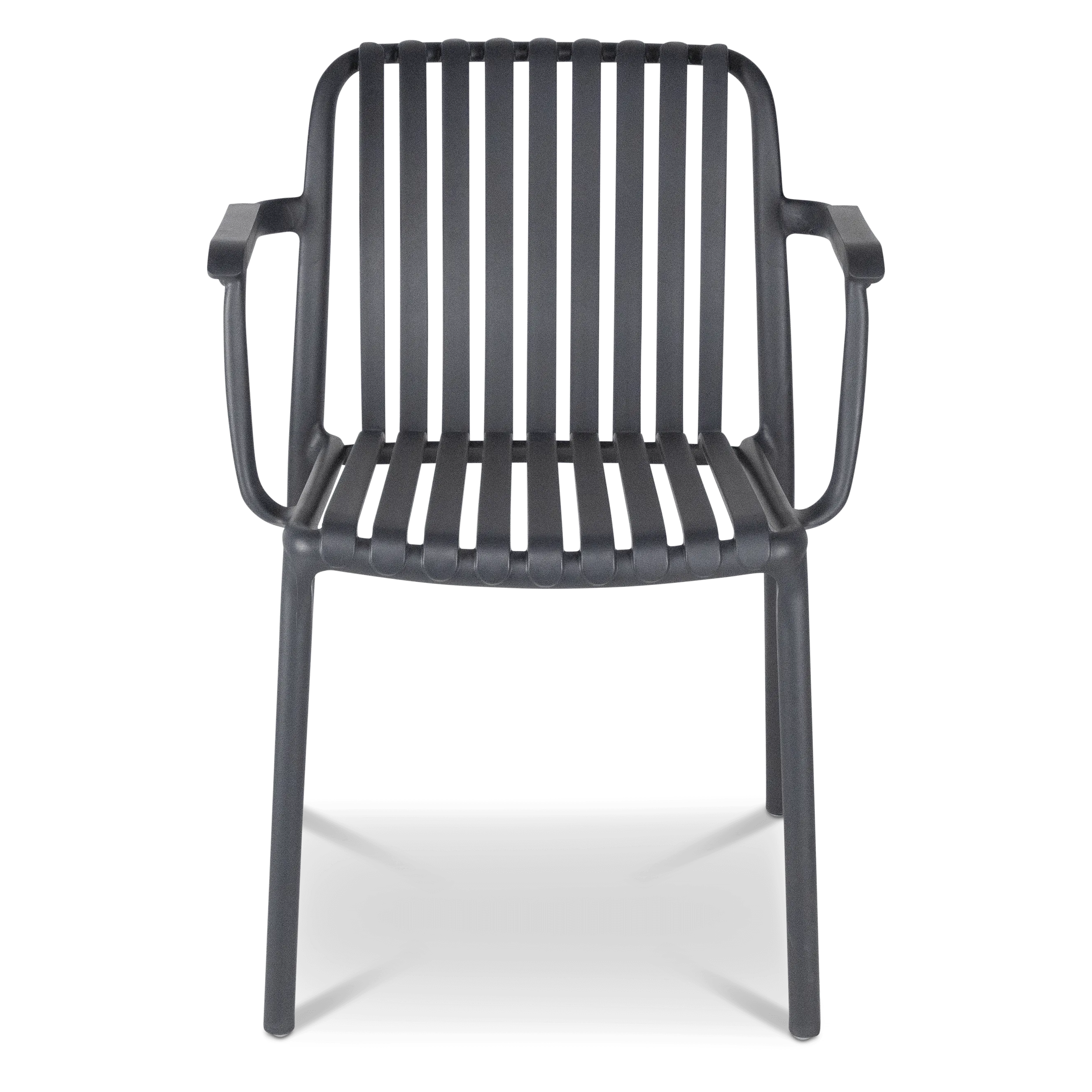 Salerno UV Polypropylene Premium Dining Chair with Arm in Gunmetal