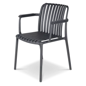 Salerno UV Polypropylene Premium Dining Chair with Arm in Gunmetal