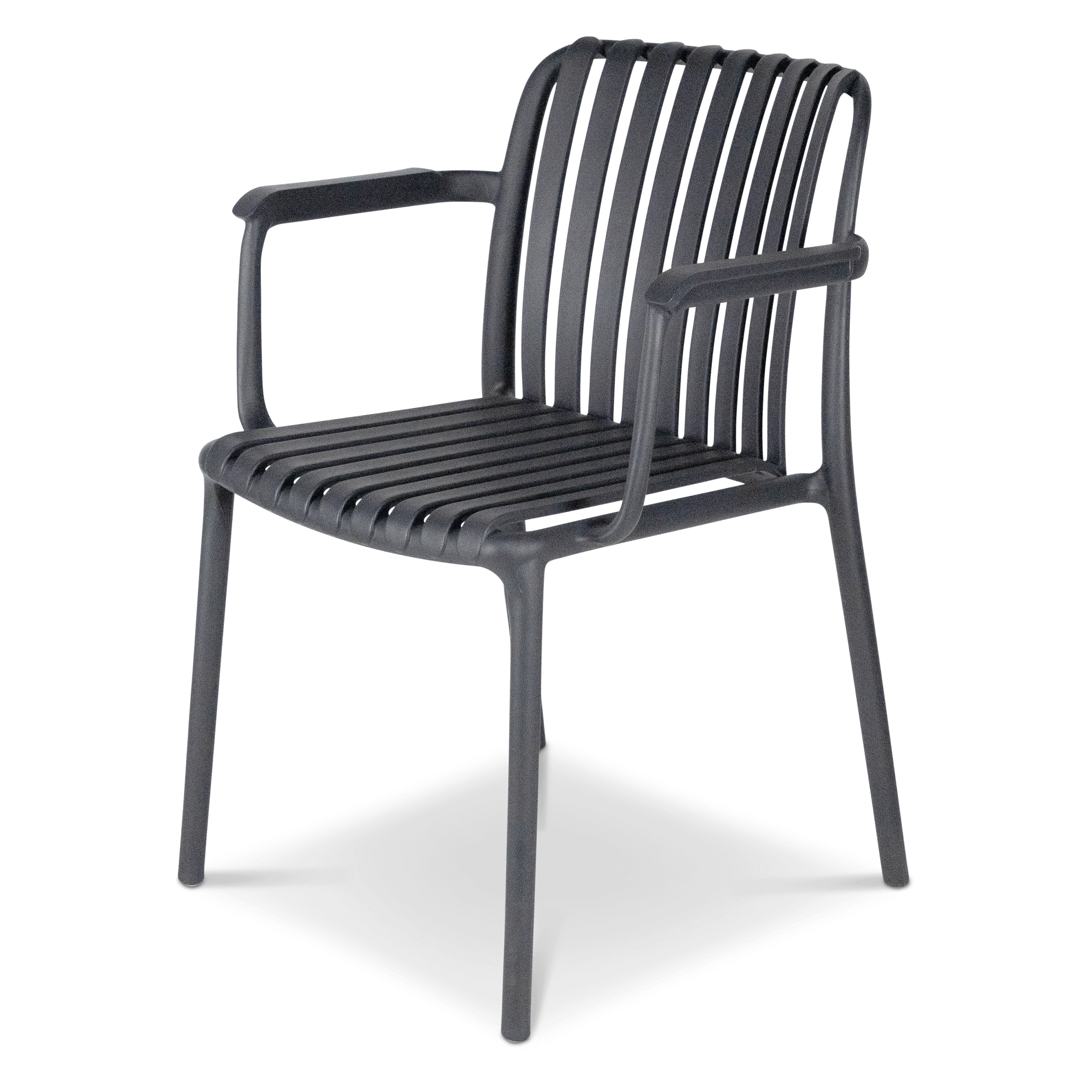 Salerno UV Polypropylene Premium Dining Chair with Arm in Gunmetal