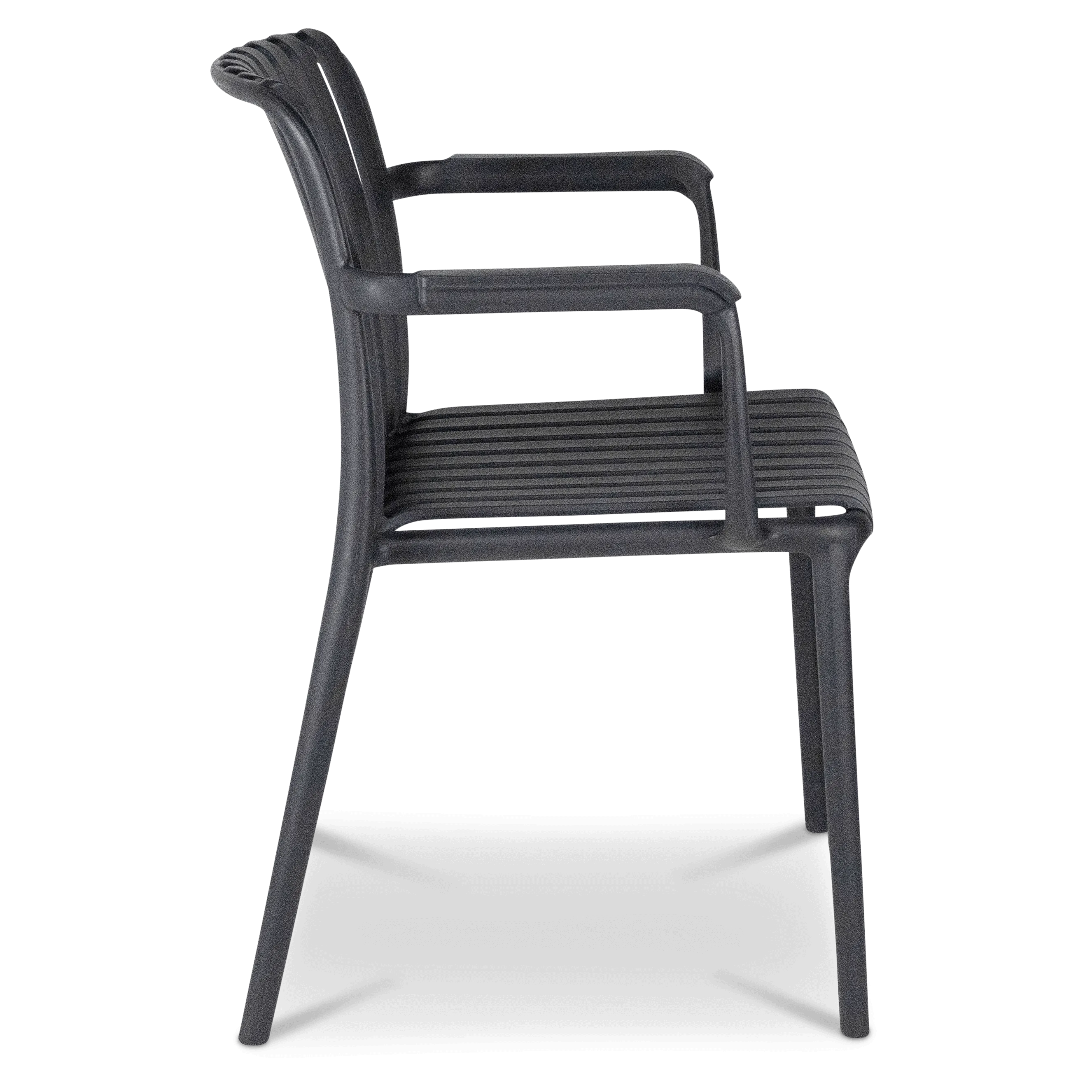 Salerno UV Polypropylene Premium Dining Chair with Arm in Gunmetal
