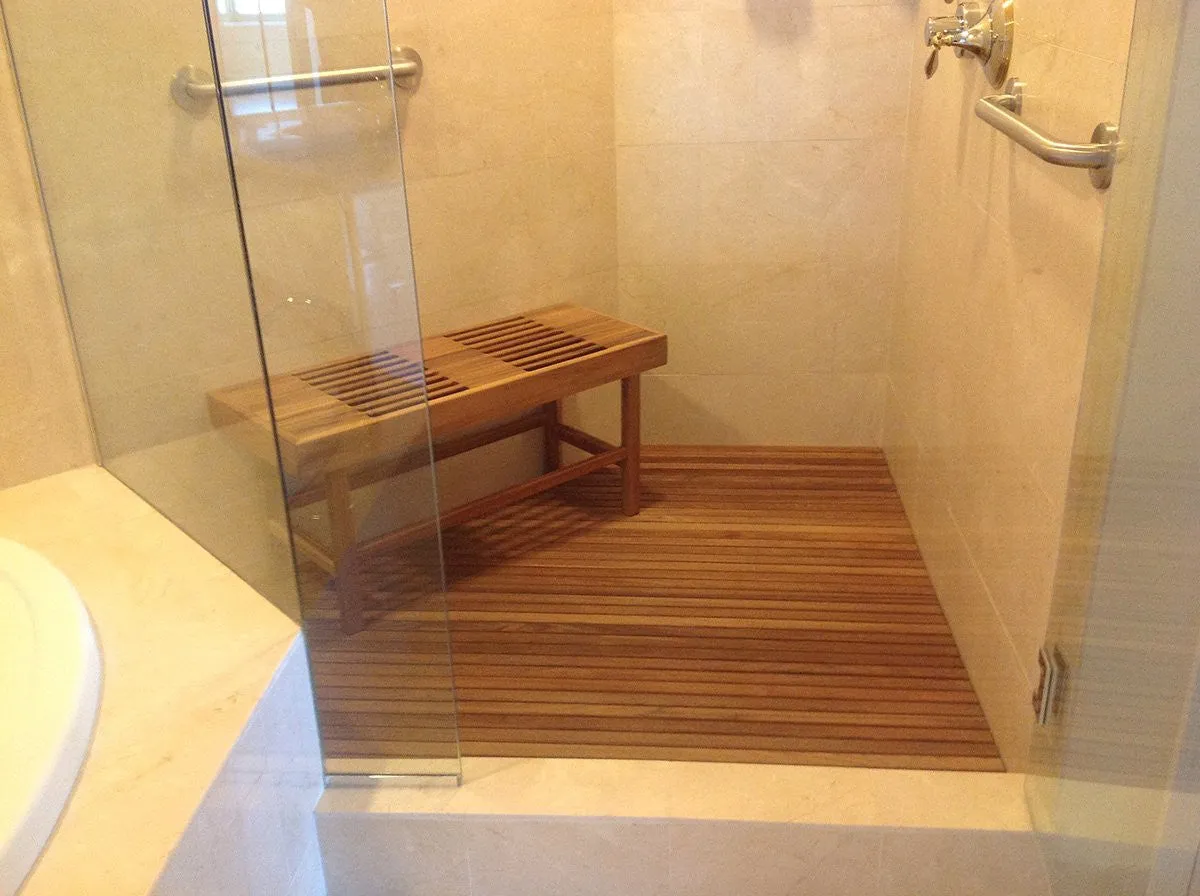 Slatted Teak Large Pool & Spa Bench