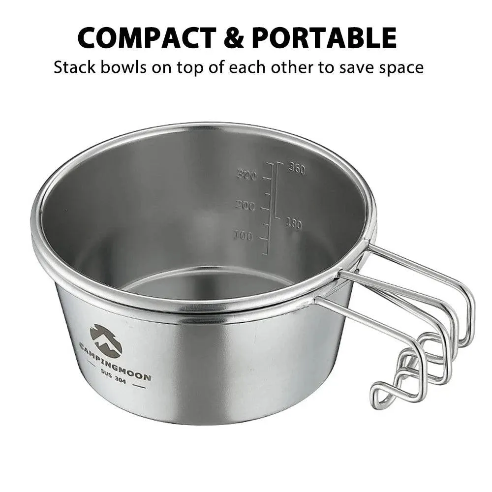 Stainless Steel Camping Sierra Cup Lightweight Compact Camping Pot Hiking Coffee Mug Bowl Cup for Outdoor Hiking Picnic 2021 New