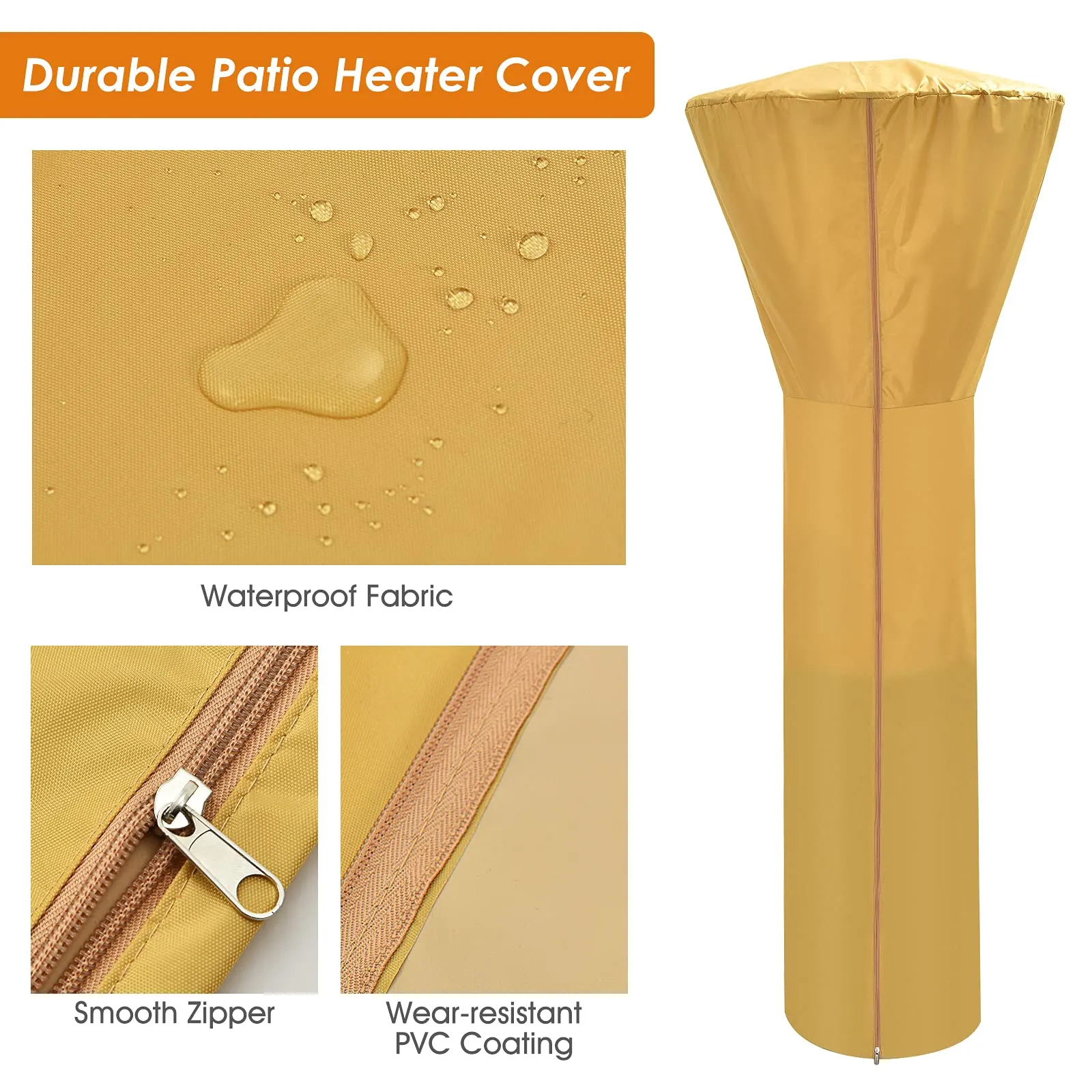 Tangkula Patio Heater Cover, Outdoor Patio Heater Cover with Zipper and Storage Bag