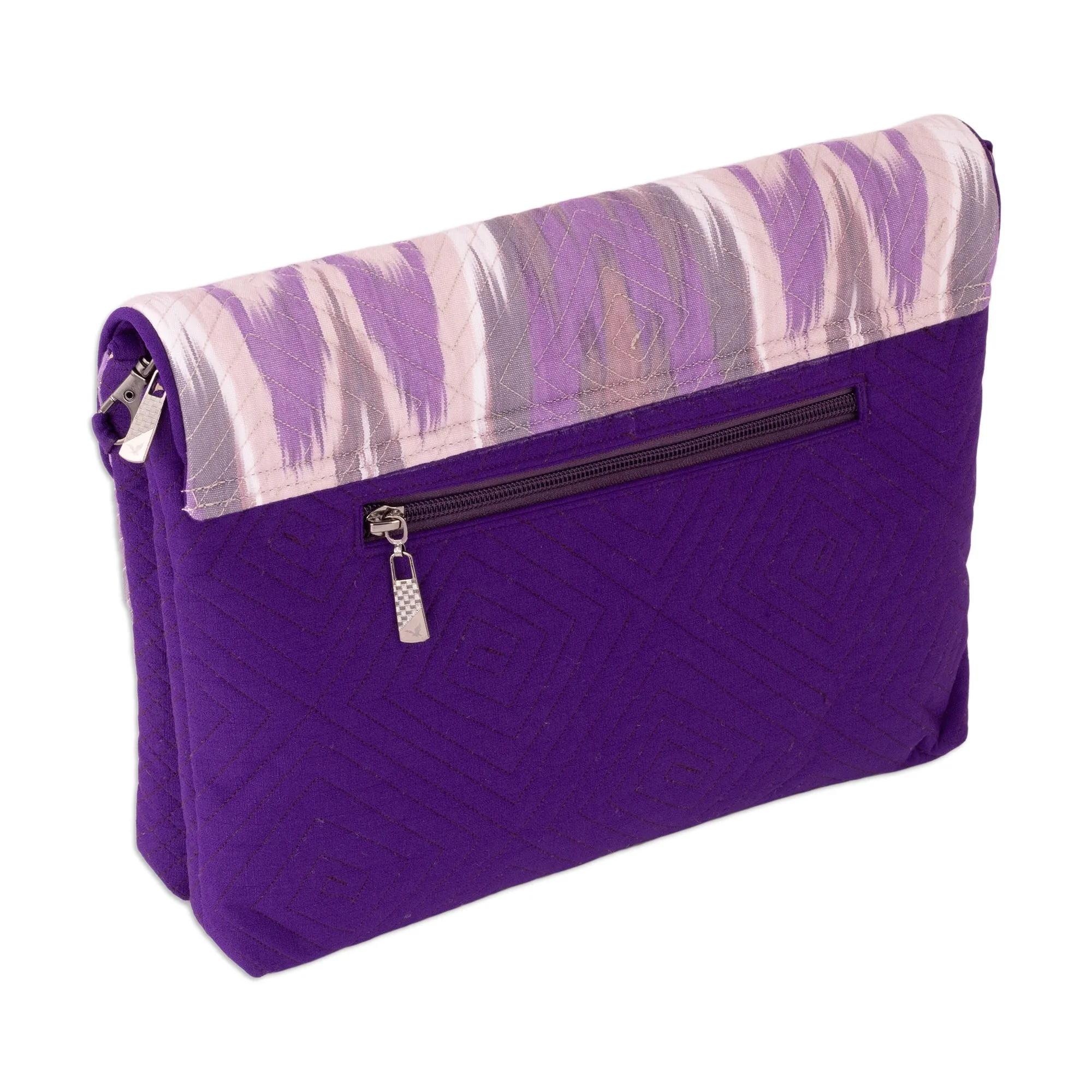 Traditional Ikat Purple Sling Bag with Removable Strap - Purple Convenience | NOVICA