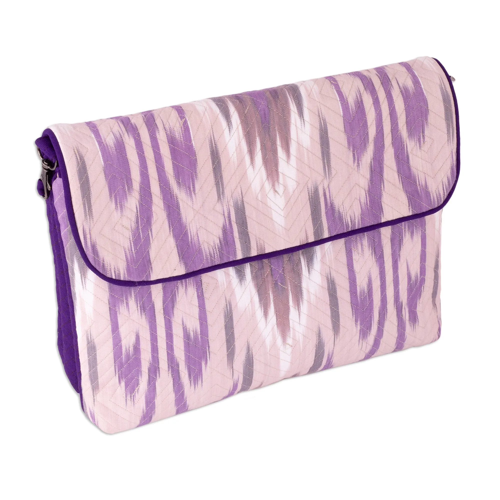 Traditional Ikat Purple Sling Bag with Removable Strap - Purple Convenience | NOVICA