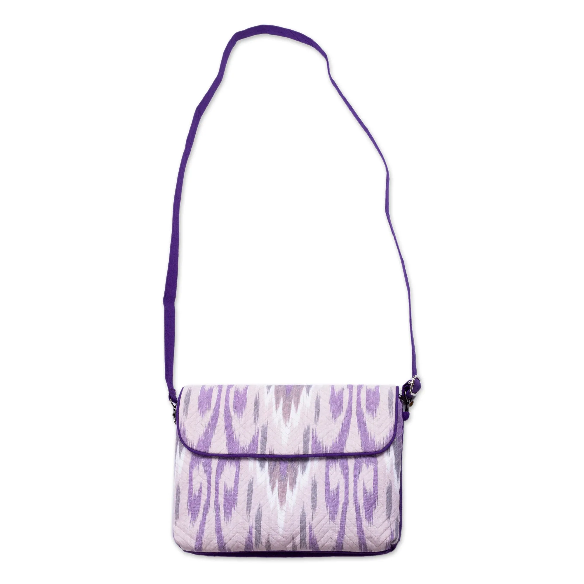 Traditional Ikat Purple Sling Bag with Removable Strap - Purple Convenience | NOVICA