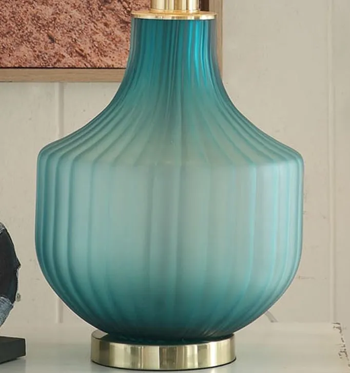 Turquoise Frost Glass Table Lamp