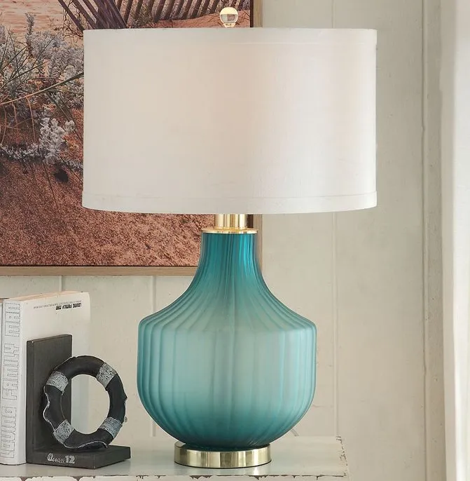 Turquoise Frost Glass Table Lamp