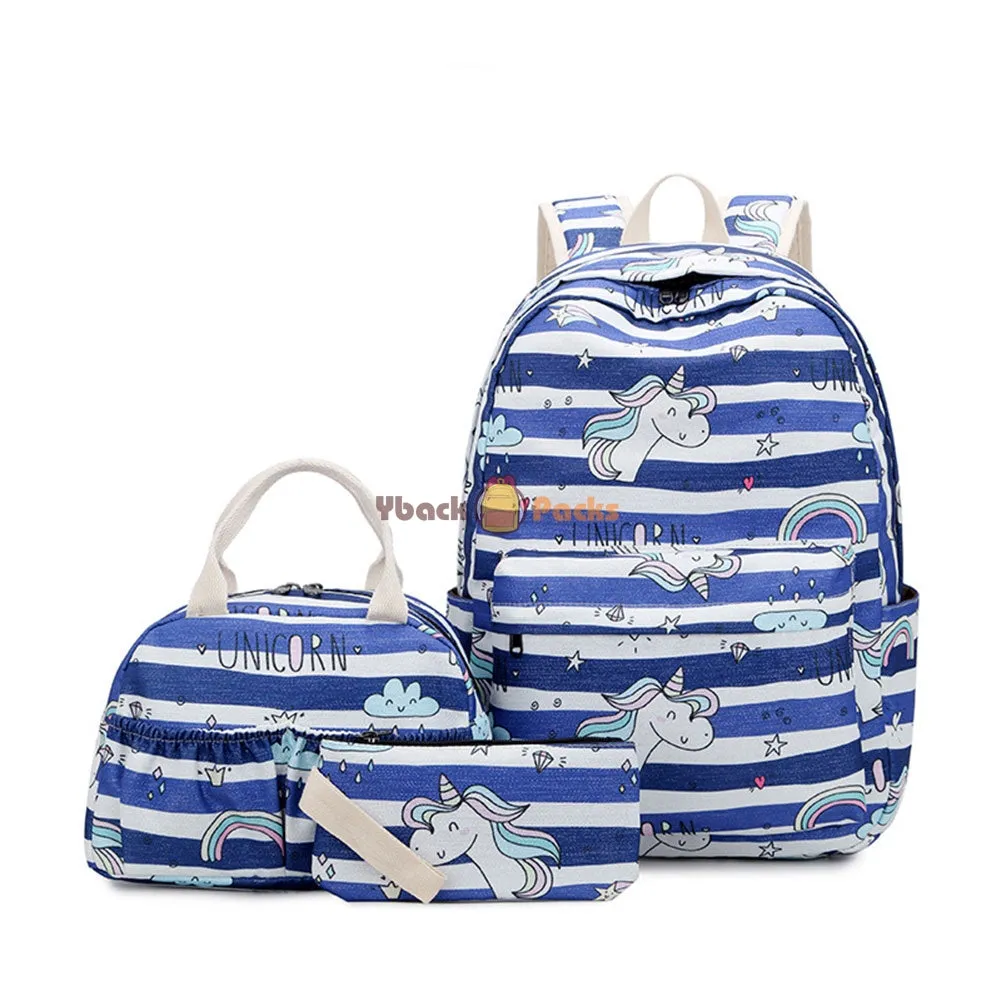 Unicorn Backpack Set for Teens Lightweight School Bag with Lunch Bag