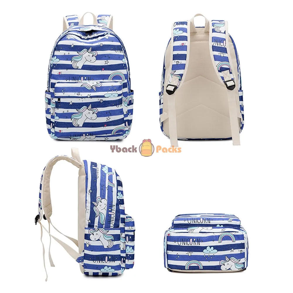 Unicorn Backpack Set for Teens Lightweight School Bag with Lunch Bag