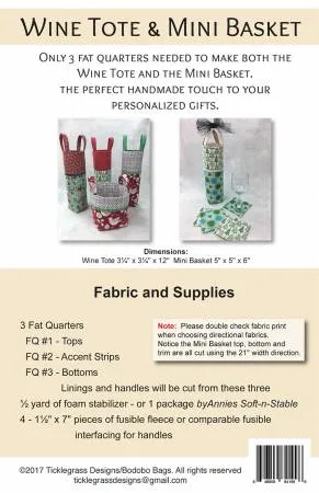 Wine Tote & Mini Basket Pattern