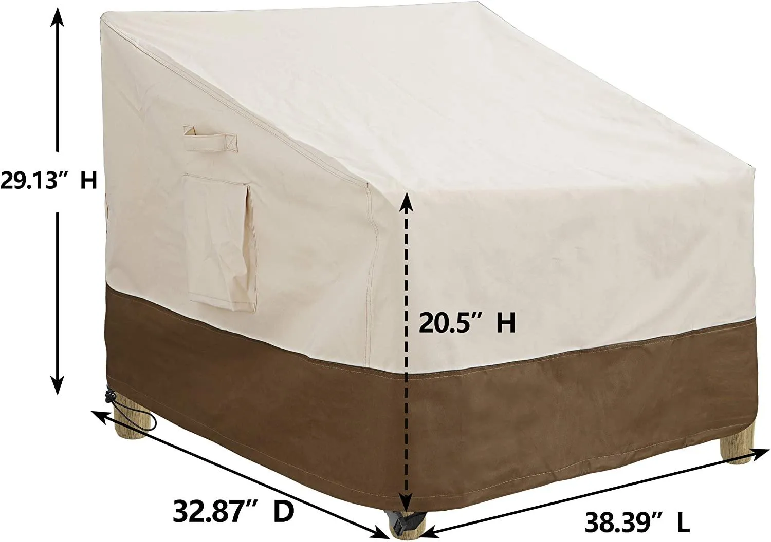ZENY™ Pack of 2 Patio Chair Covers, Deep Seat Lounge Covers, 600D Waterproof Outdoor Furniture Covers (38" L x 32.8" D x 29" H)