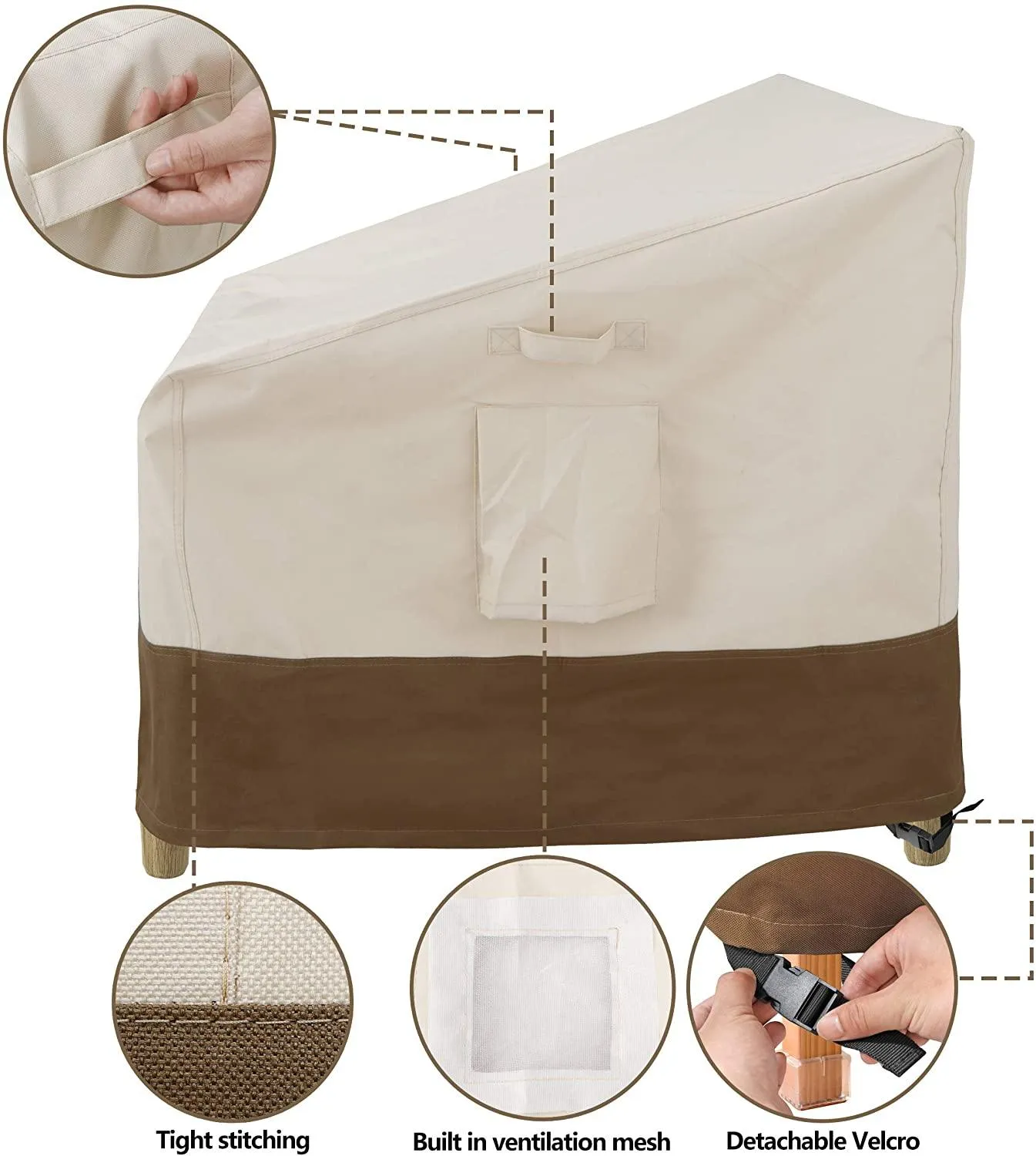 ZENY™ Pack of 2 Patio Chair Covers, Deep Seat Lounge Covers, 600D Waterproof Outdoor Furniture Covers (38" L x 32.8" D x 29" H)